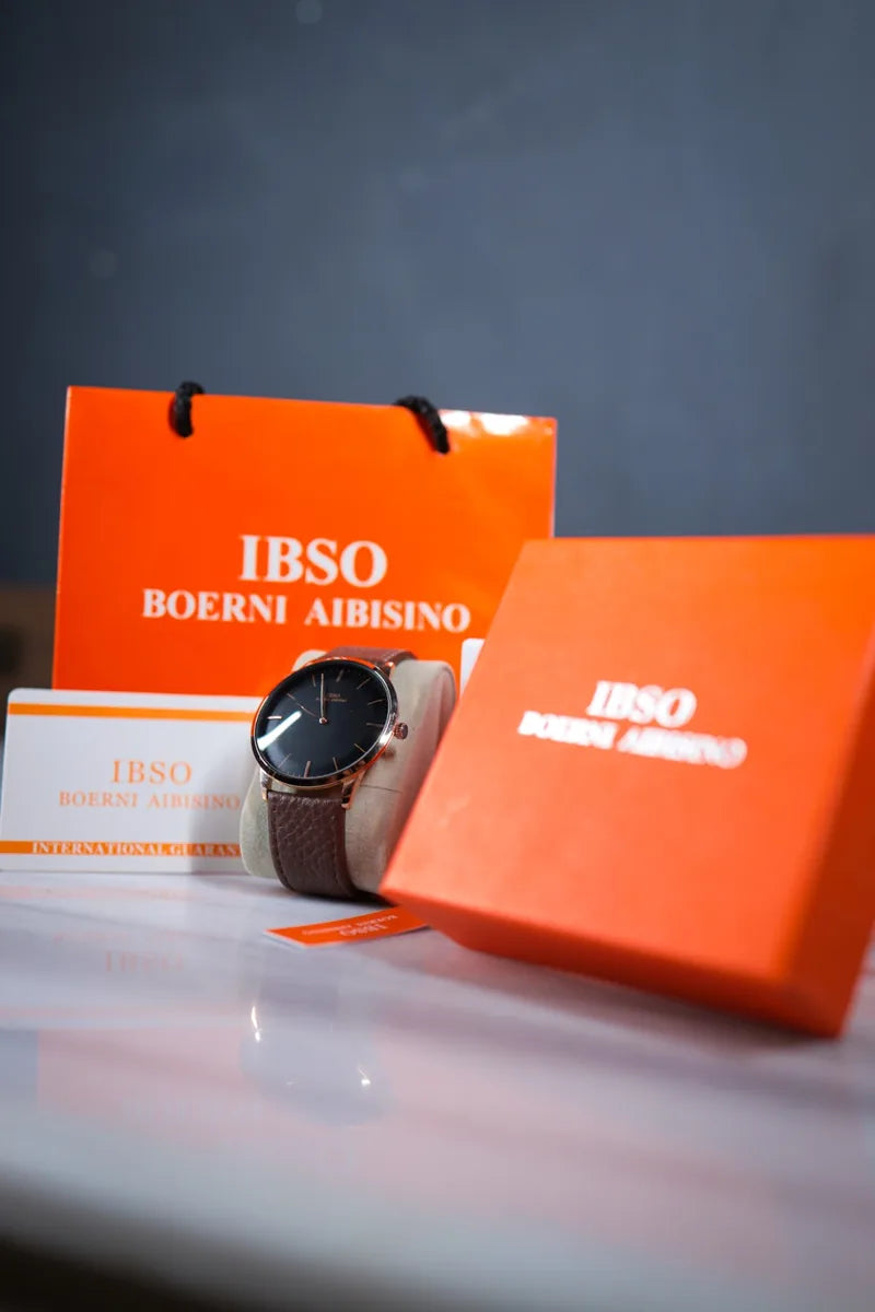 Ibso shadow edition brown leather strap