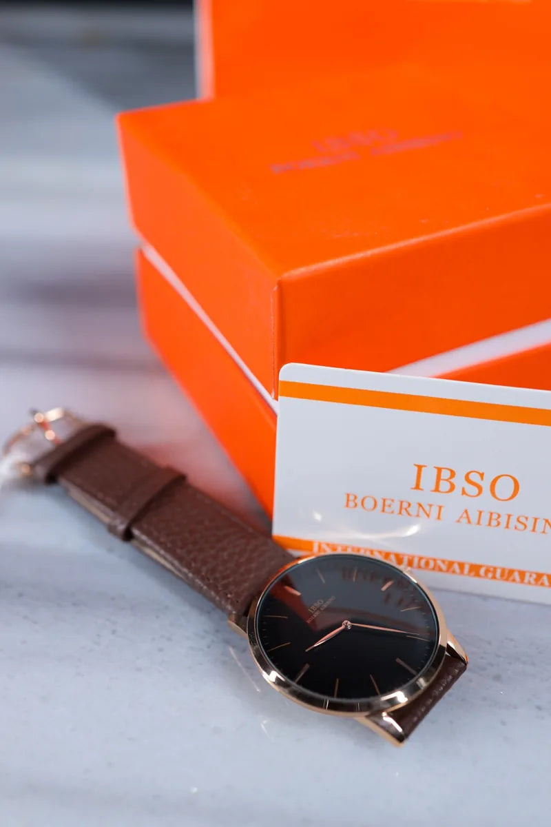 Ibso shadow edition brown leather strap