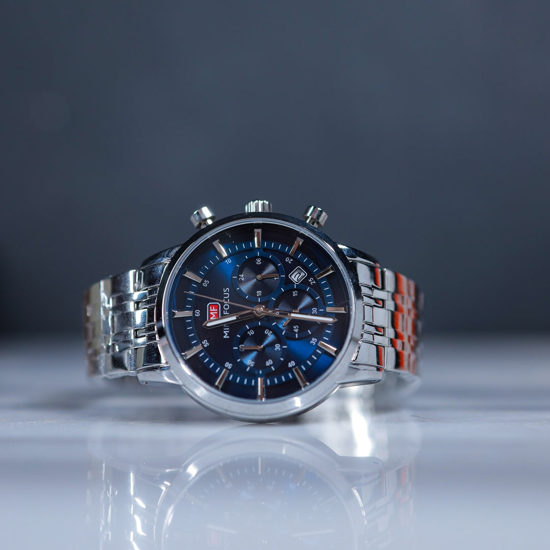 Mini Focus Chronograph Watch – Blue Dial Stainless Steel