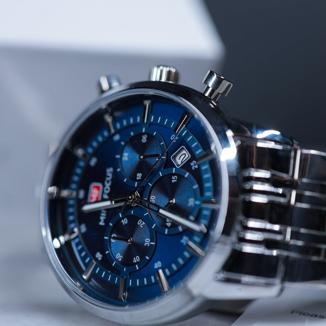 Mini Focus Chronograph Watch – Blue Dial Stainless Steel