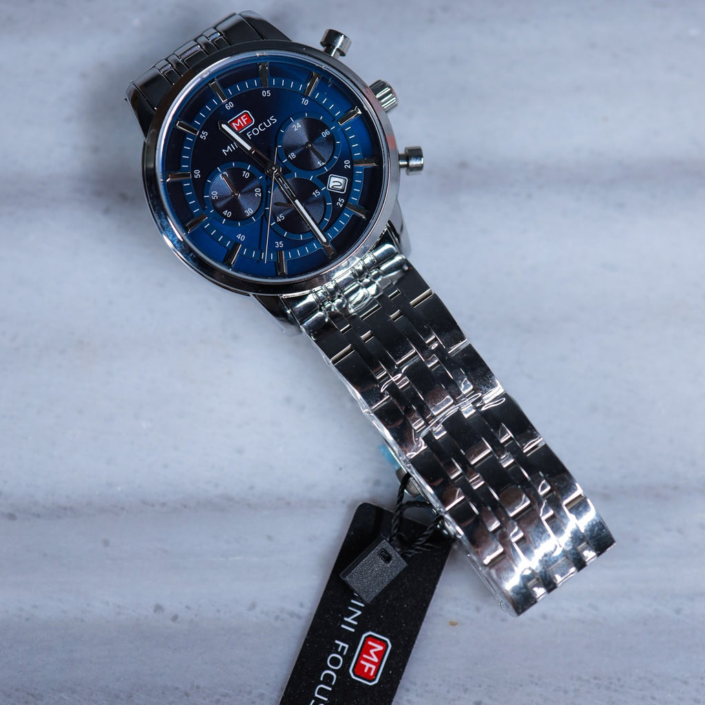 Mini Focus Chronograph Watch – Blue Dial Stainless Steel