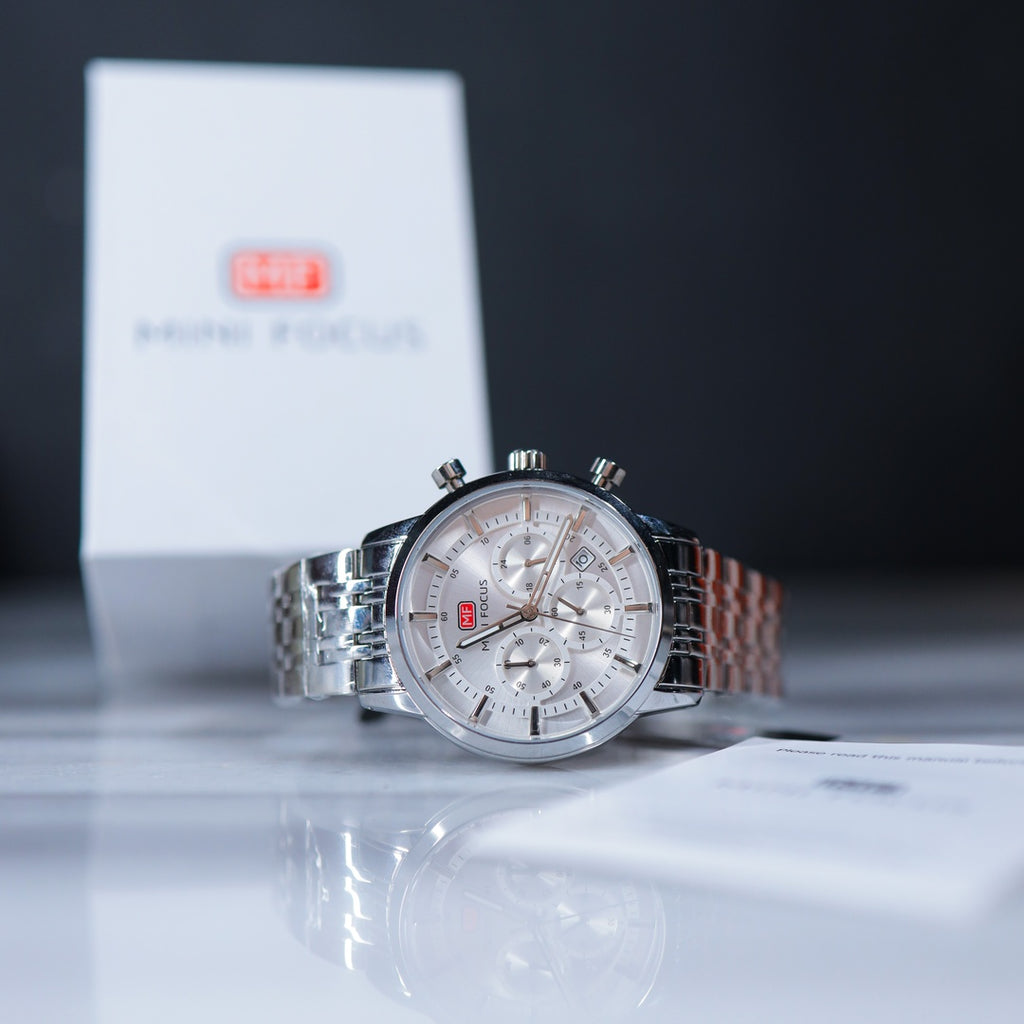 Mini Focus Chronograph Watch – Silver Stainless Steel