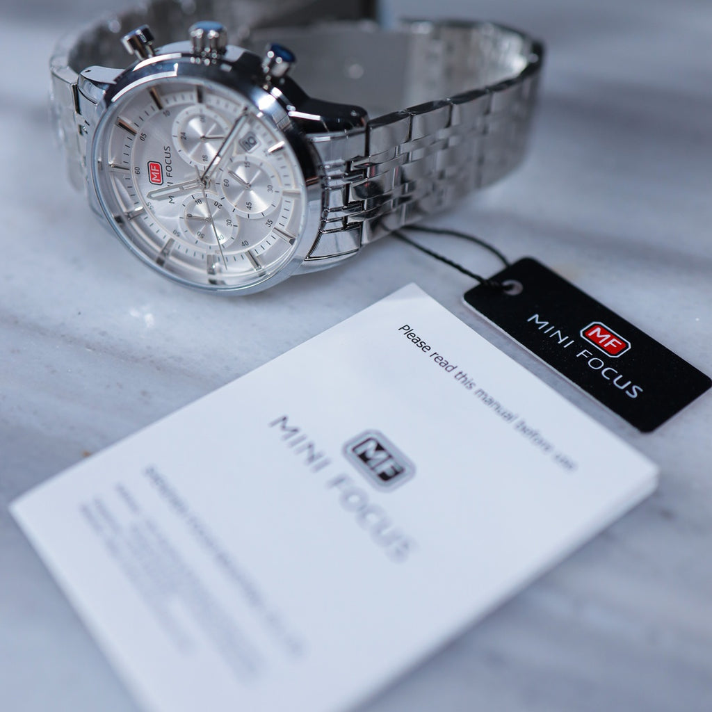 Mini Focus Chronograph Watch – Silver Stainless Steel