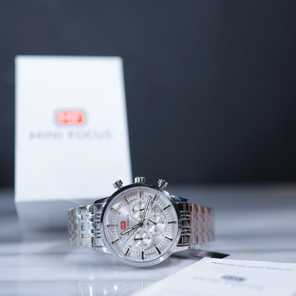 Mini Focus Chronograph Watch – Silver Stainless Steel