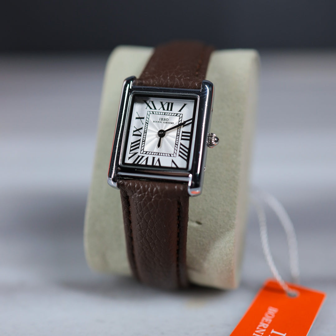 IBSO Boerni Aibisino Tank Watch – Brown Leather Strap