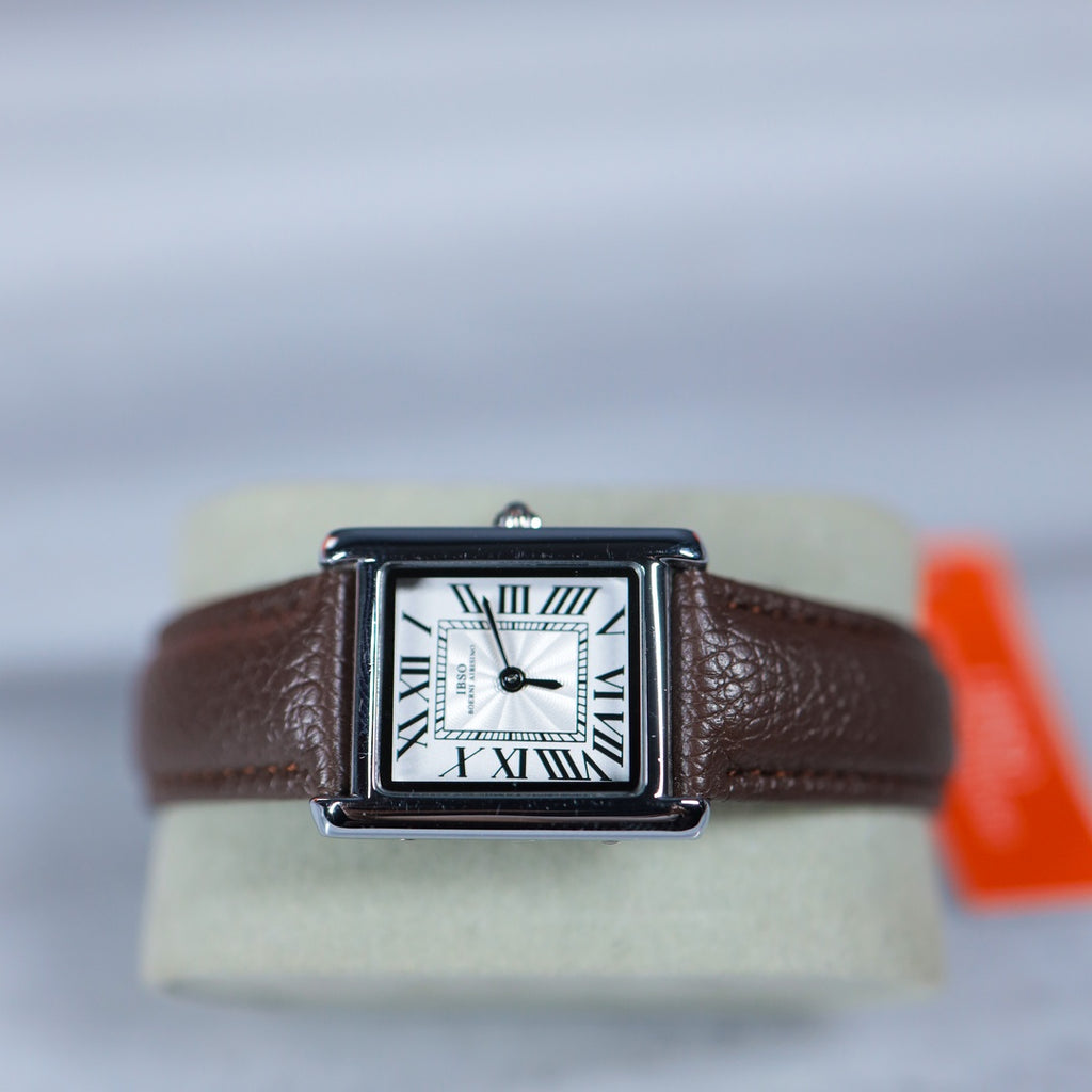 IBSO Boerni Aibisino Tank Watch – Brown Leather Strap